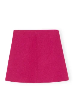 Best GANNI Wool Mini Skirt Fiery Red