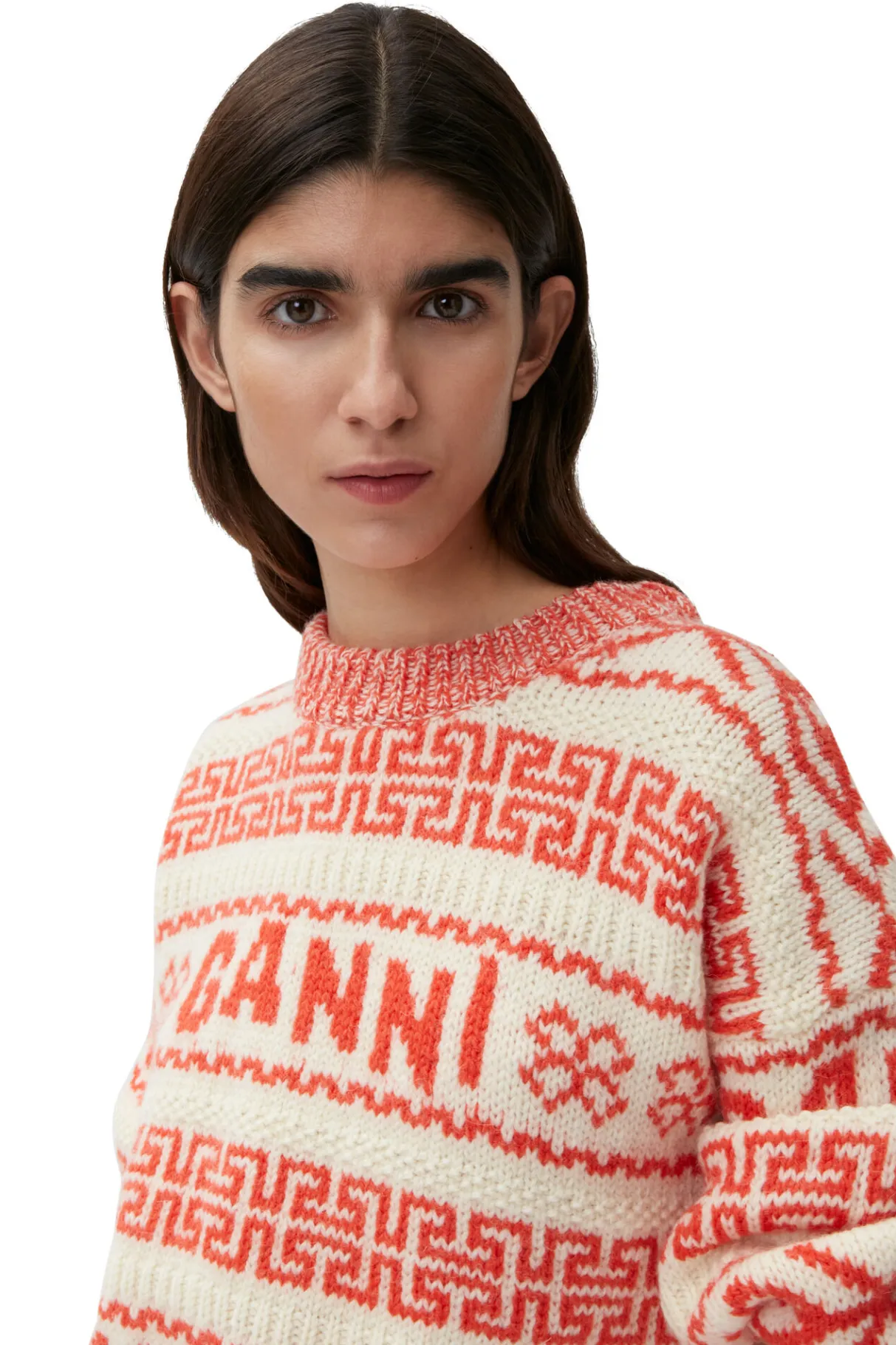 Sale GANNI Wool Pullover Egret