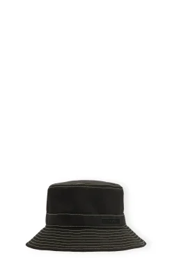 Best GANNI Yellow Stitch Bucket Hat Black