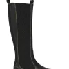 Clearance GANNI Yellow Stitch Knee-High Chelsea Boots Black